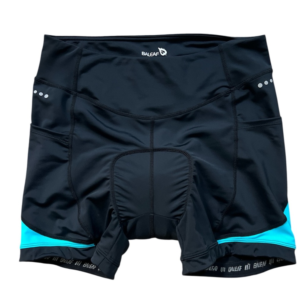 Baleaf Women's Black and Teal 4D Padded Cycling Shorts Size Large - Picture 7 of 12